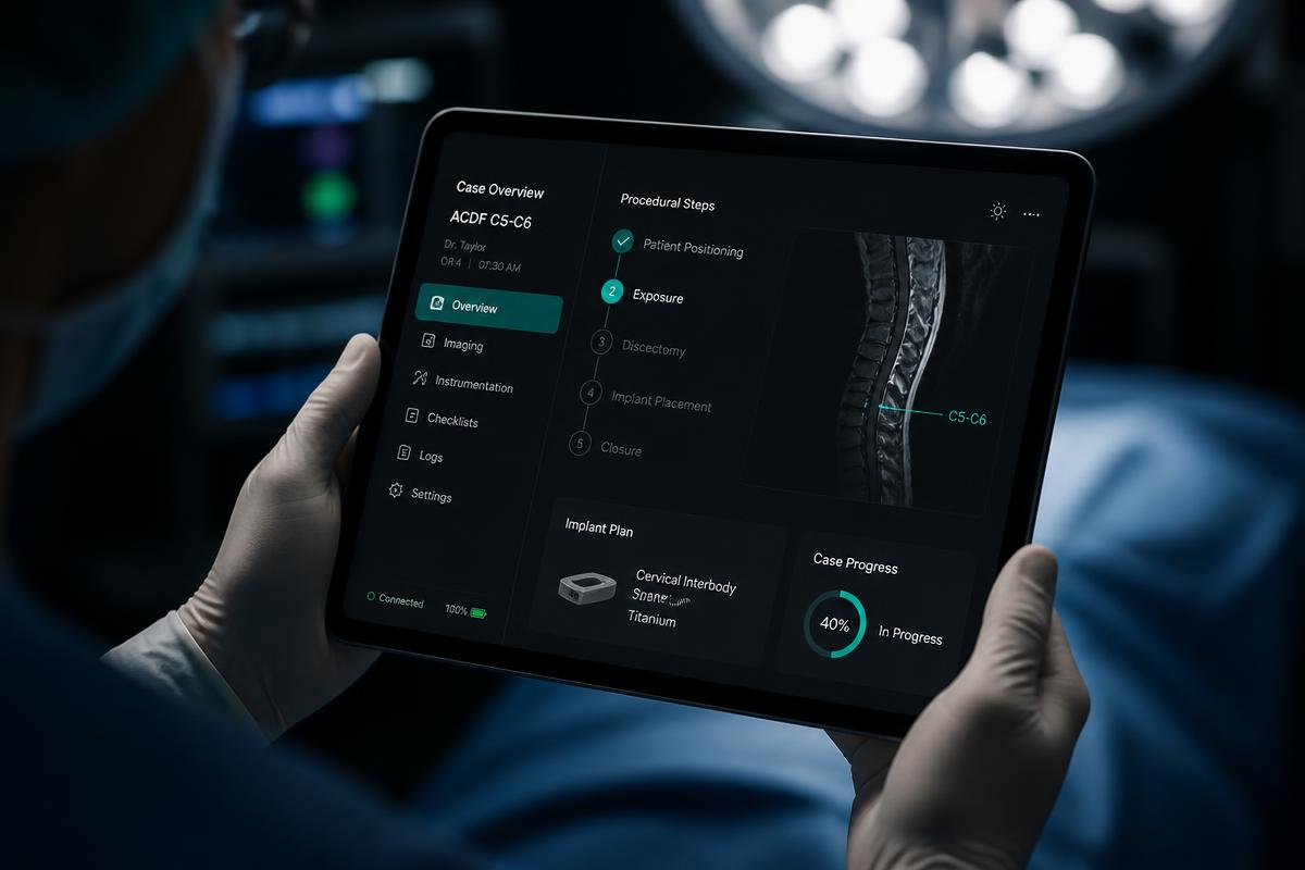 Clinician reviewing Radial's integrated monitoring interface on a tablet
